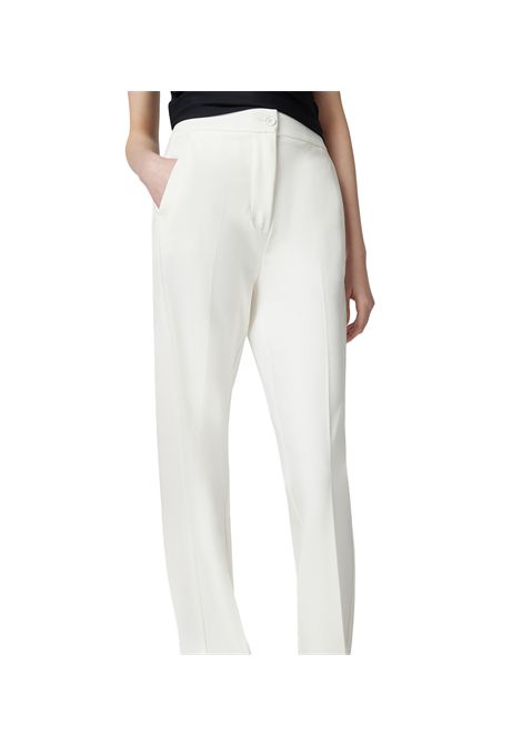 Pantalone Pinko donna Resta 104926 A0HM Bianco viscosa texture vita alta tasche zip bottoni PINKO | Pantaloni | 104926 A0HMZ05